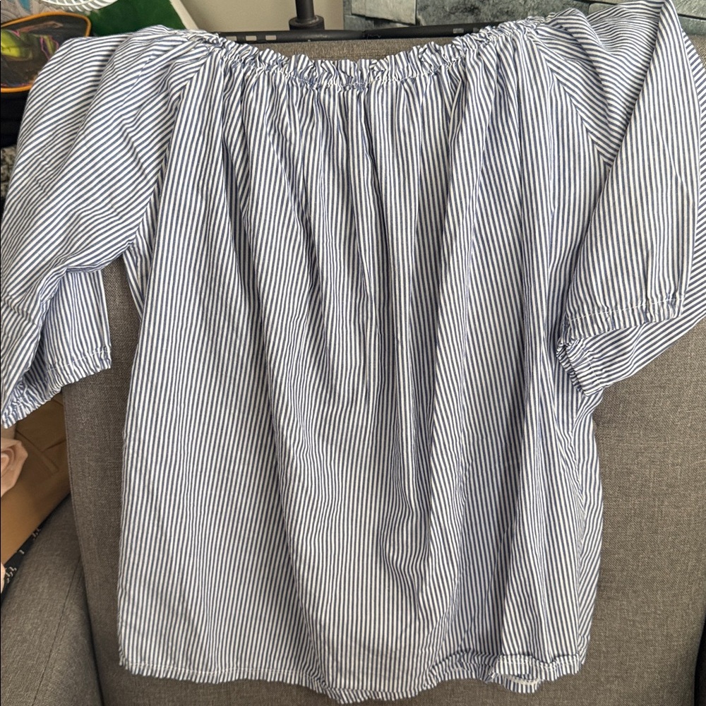 Striped Women’s Wide Neckline Blouse